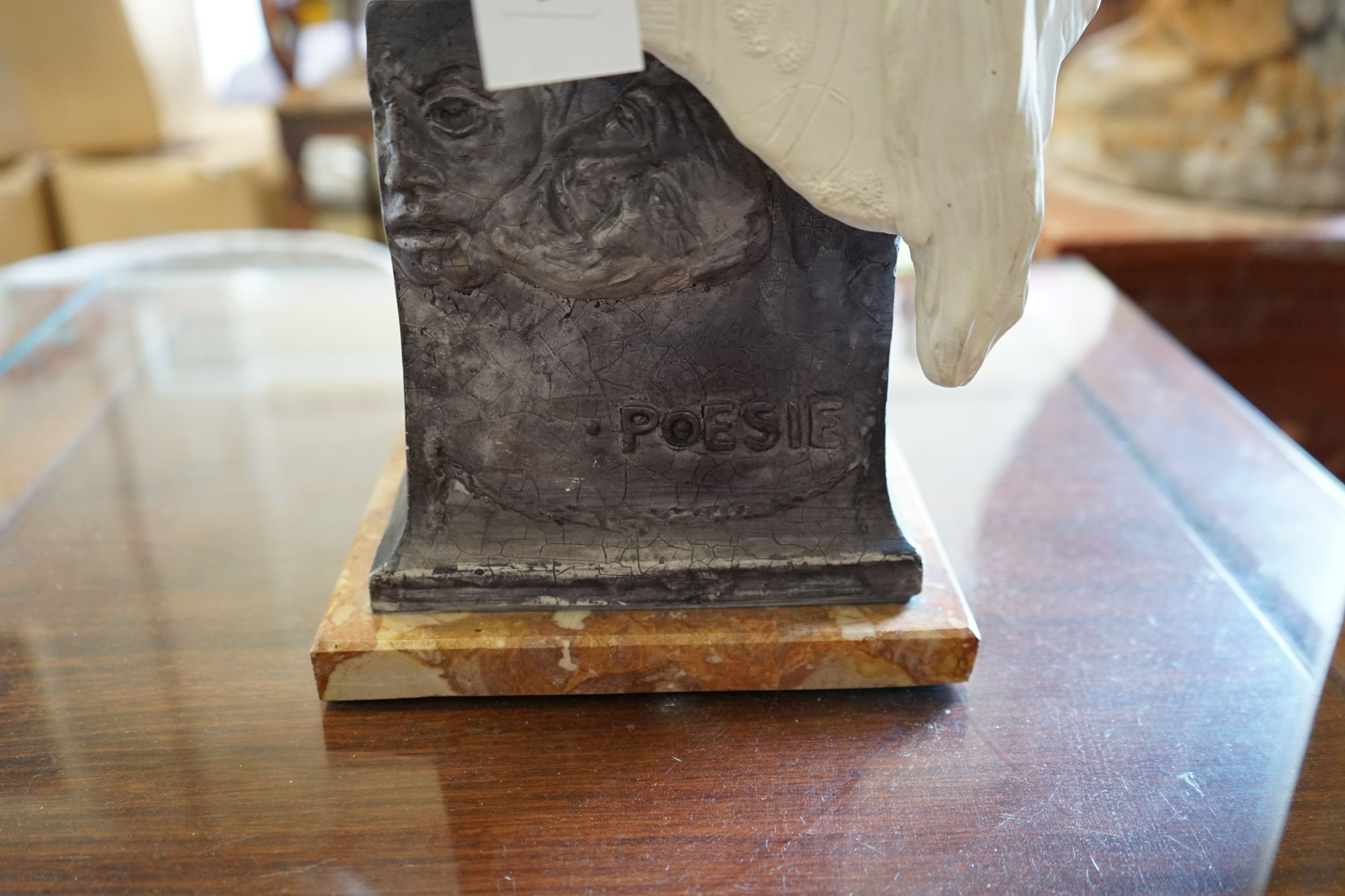 A composition faux marble 'Poesie' bust, height 58cm